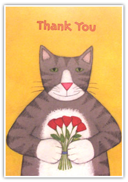 Testimonials Cards: -Thank You-(cat & flowers)